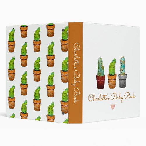 Watercolor Cactus Personalized Baby Book Binder