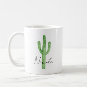 Watercolor Cactus Personalized Name Coffee Mug