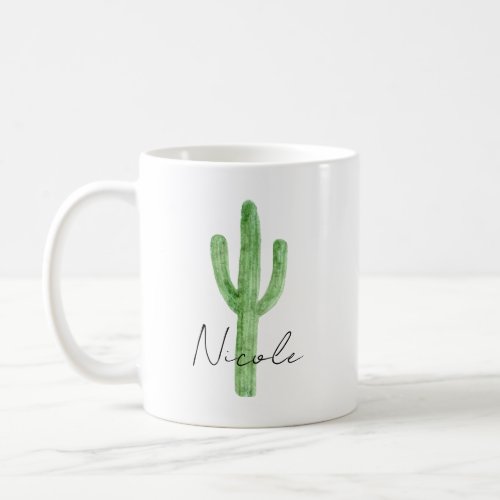 Watercolor Cactus Personalized Name Coffee Mug