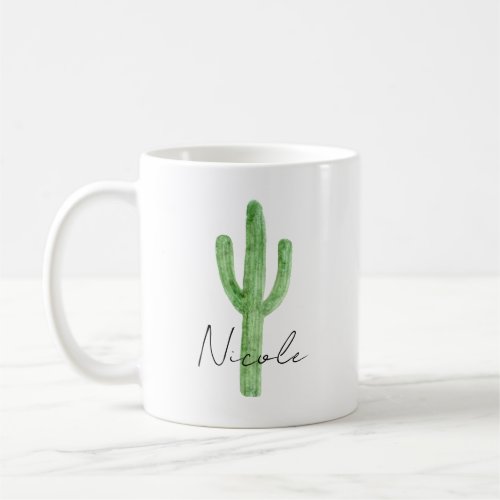 Watercolor Cactus Personalized Name Coffee Mug