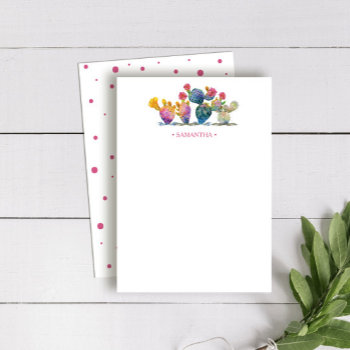 Watercolor Cactus Personalized Stationery Note Card by VGInvites at Zazzle