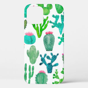 Watercolor cactus plant set, cacti flower illustra iPhone 12 case