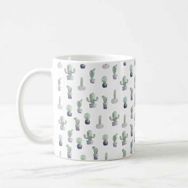 Watercolor Cactus Plants Coffee Mug (Left)