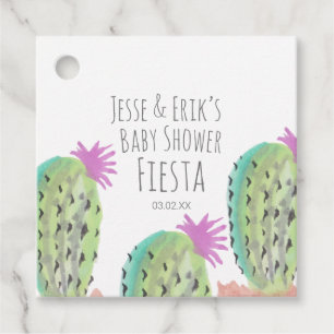 Watercolor Cactus Plants Hand Painted Baby Shower Favor Tags