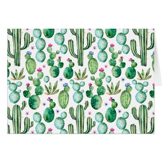 Watercolor Cactus Plants Pattern (Front Horizontal)