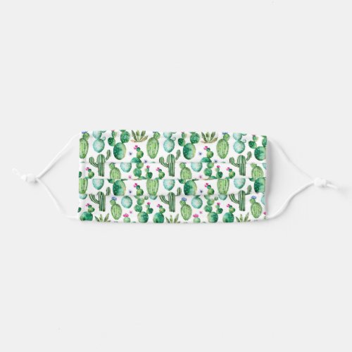 Watercolor Cactus Plants Pattern Adult Cloth Face Mask