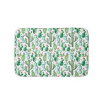 Watercolor Cactus Plants Pattern Bathroom Mat