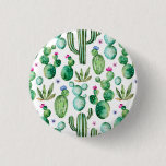 Watercolor Cactus Plants Pattern Button