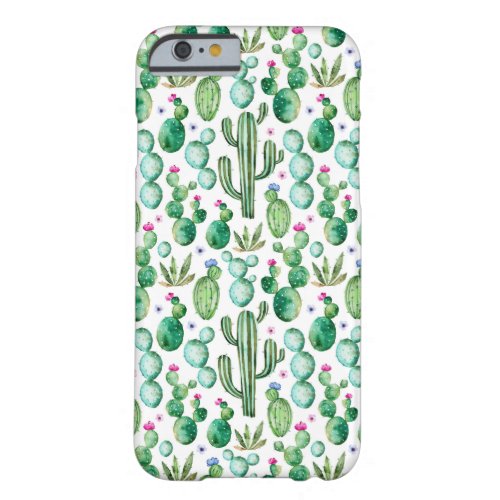 Watercolor Cactus Plants Pattern Barely There iPhone 6 Case