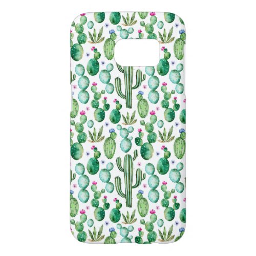 Watercolor Cactus Plants Pattern Samsung Galaxy S7 Case