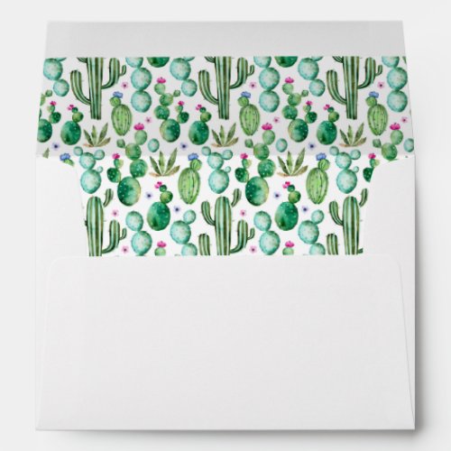 Watercolor Cactus Plants Pattern Envelope