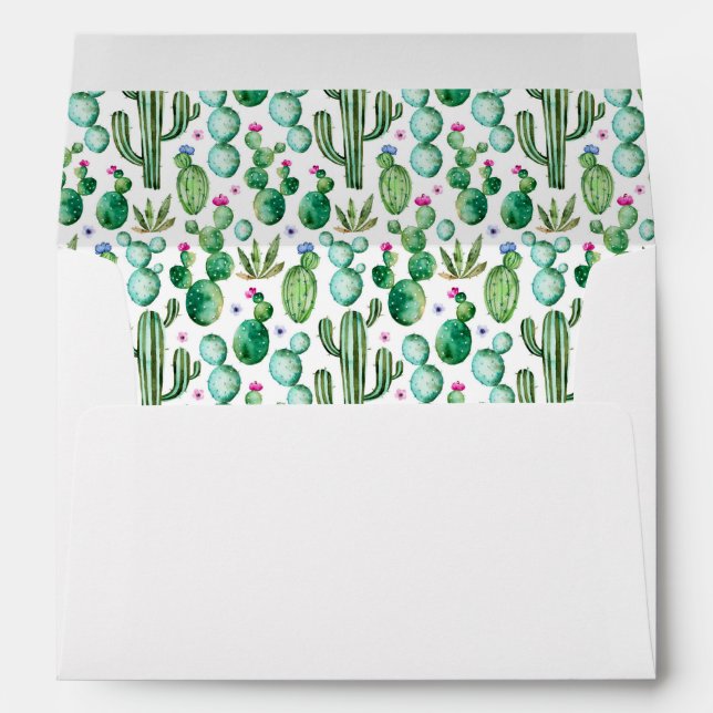 Watercolor Cactus Plants Pattern Envelope (Back (Bottom))