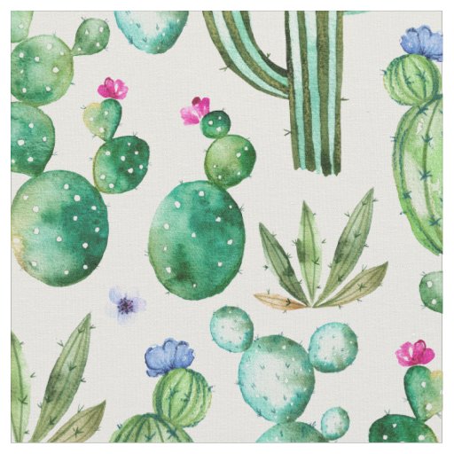 Watercolor Cactus Plants Pattern Fabric