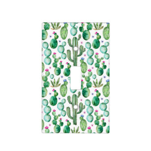 Watercolor Cactus Plants Pattern Light Switch Cover