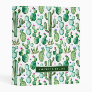 Watercolor Cactus Plants Pattern Mini Binder