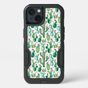 Watercolor Cactus Plants Pattern iPhone 13 Case
