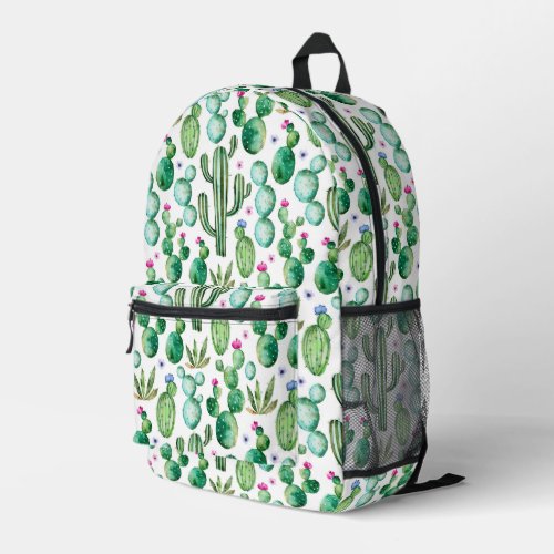 Watercolor Cactus Plants Pattern Printed Backpack