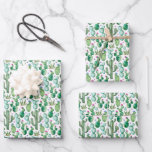 Watercolor Cactus Plants Pattern Wrapping Paper Sheets