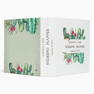 Watercolor Cactus Polka Dots 3 Ring Binder