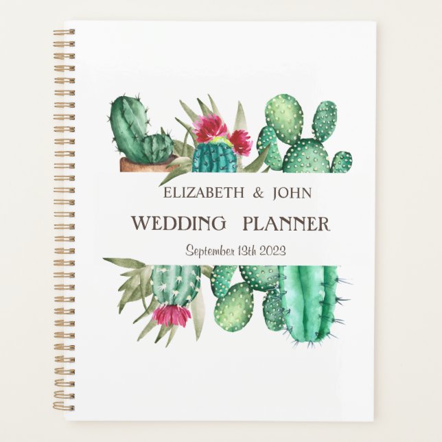 Watercolor Cactus Polka Dots Planner (Front)