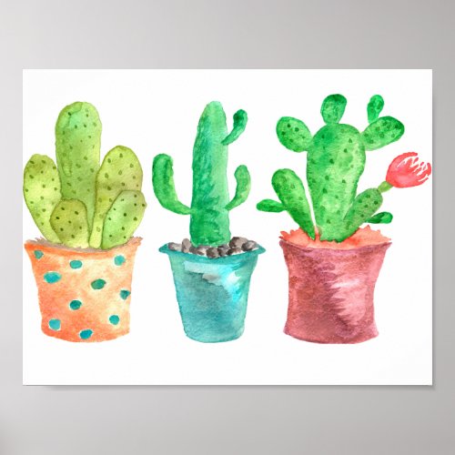 Watercolor Cactus Poster