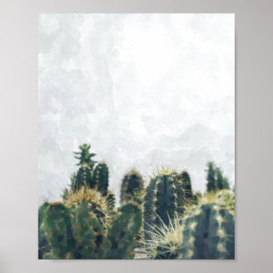 Watercolor cactus poster   8x10