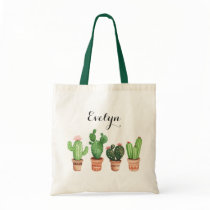 Watercolor Cactus Pot Blush Floral Tote Bag Watercolor Cactus Pot Blush Floral Tote Bag