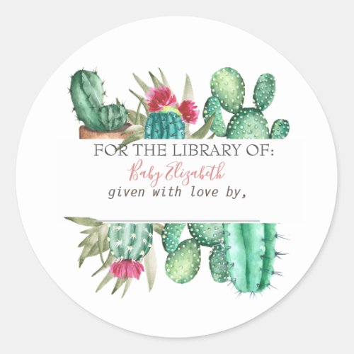 Watercolor Cactus Pregnancy  Classic Round Sticker