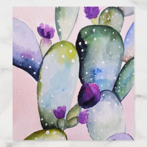 Watercolor Cactus  Purple Blossoms Envelope Liner