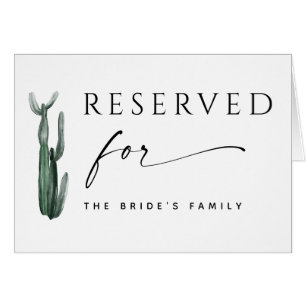 Watercolor Cactus Reserved Sign Boho Wedding Cards