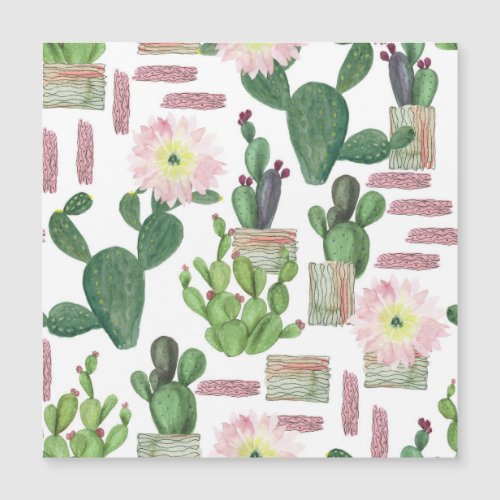 Watercolor Cactus Seamless Painting Pattern
