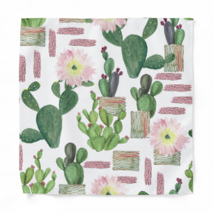 Watercolor Cactus Seamless Painting Pattern Bandana