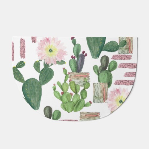 Watercolor Cactus Seamless Painting Pattern Doormat