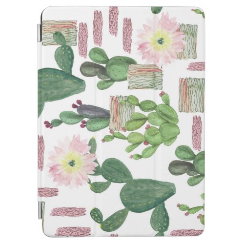Watercolor Cactus Seamless Painting Pattern iPad Air Cover