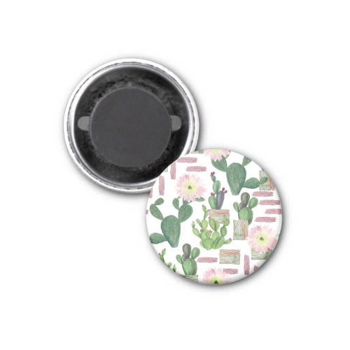Watercolor Cactus Seamless Painting Pattern Magnet