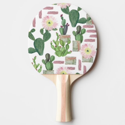 Watercolor Cactus Seamless Painting Pattern Ping Pong Paddle