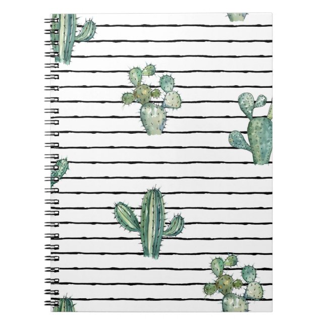 Watercolor cactus seamless pattern notebook (Front)