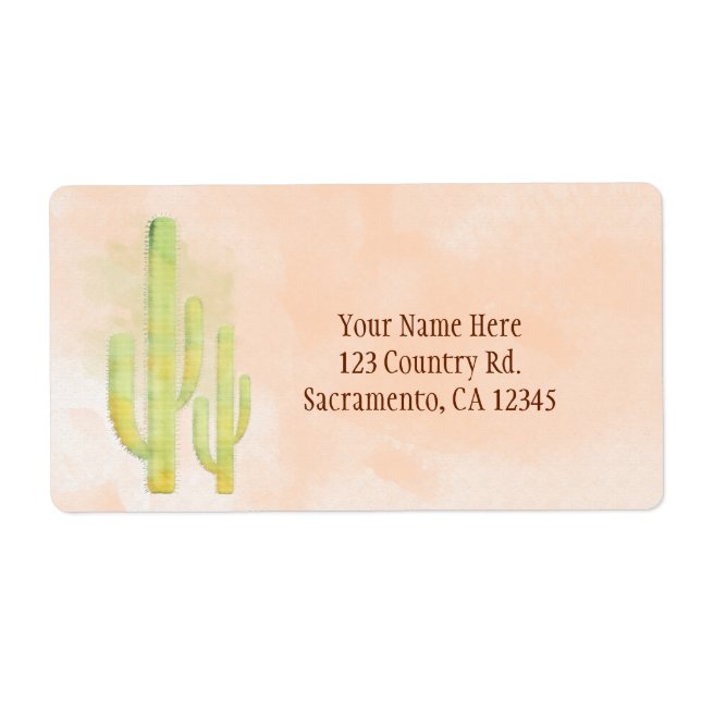 Watercolor Cactus Simple Southwestern Favor Label (Front)