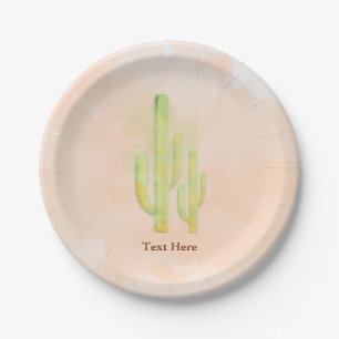 Watercolor Cactus Simple Southwestern Party Paper Plates