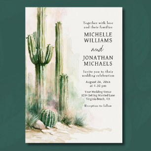 Watercolor Cactus Southwestern Desert Wedding Invitation