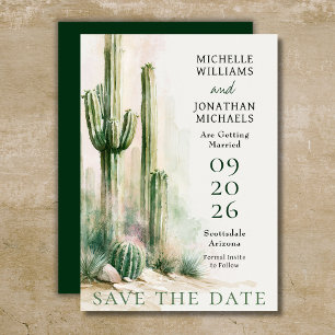 Watercolor Cactus Southwestern Desert Wedding Save The Date