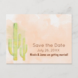 Watercolor Cactus Southwestern Save The Date Announcement Postcard