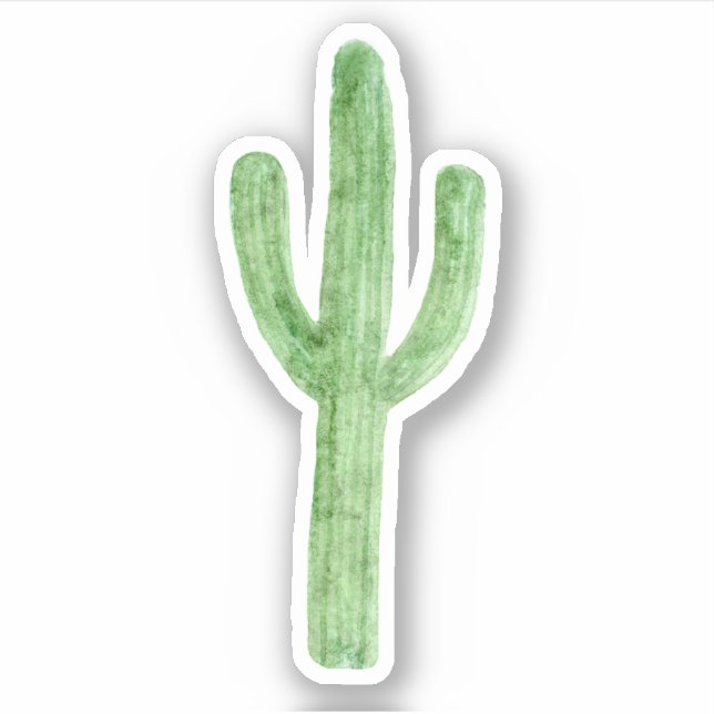 Watercolor Cactus Sticker (Front)