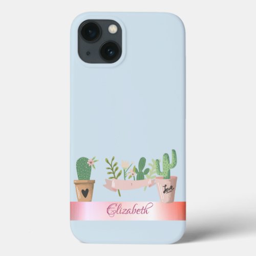 Watercolor Cactus Stripe iPhone 13 Case