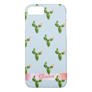 Watercolor Cactus ,Stripe - Personalized iPhone 8/7 Case