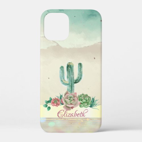 Watercolor CactusSucculent Paint Splash iPhone 12 Mini Case