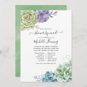 Watercolor Cactus Succulents Baby Shower by Mail Invitation