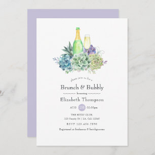 Watercolor Cactus Succulents Brunch and Bubbly Invitation