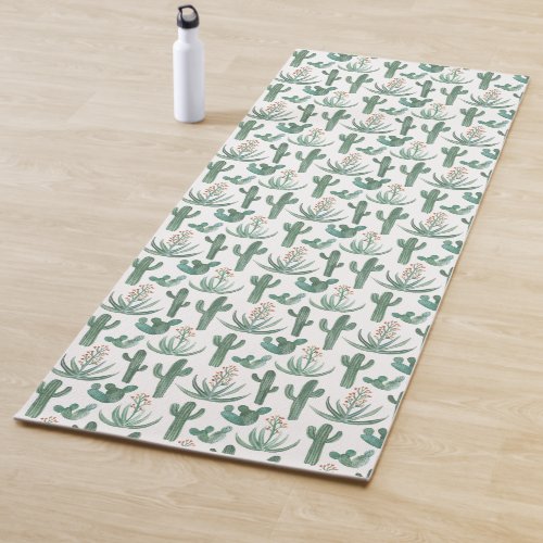 Watercolor Cactus Succulents Desert Pattern Yoga Mat