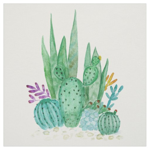 Watercolor , cactus , succulents fabric